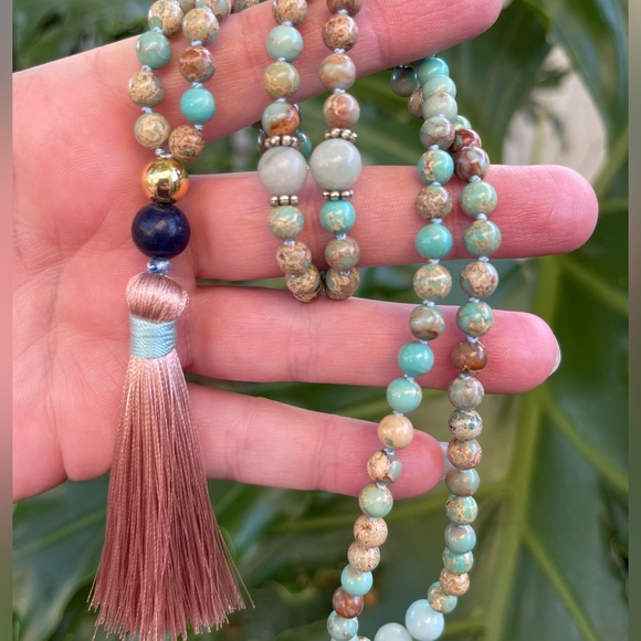 Imperial jasper mala gemstone necklace RE-ENERGIZE - Picture 3 of 9